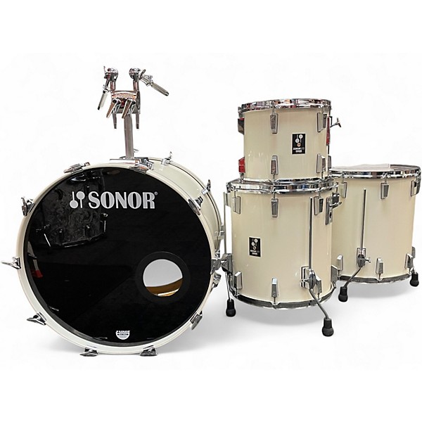 Used 1980s SONOR 4 Piece Lite Cream Laquer Drum Kit