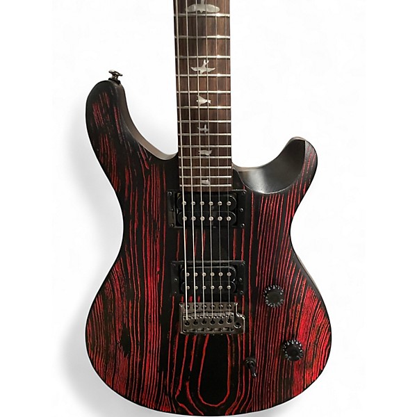 Used PRS SE CE Sandblasted Black Red Solid Body Electric Guitar