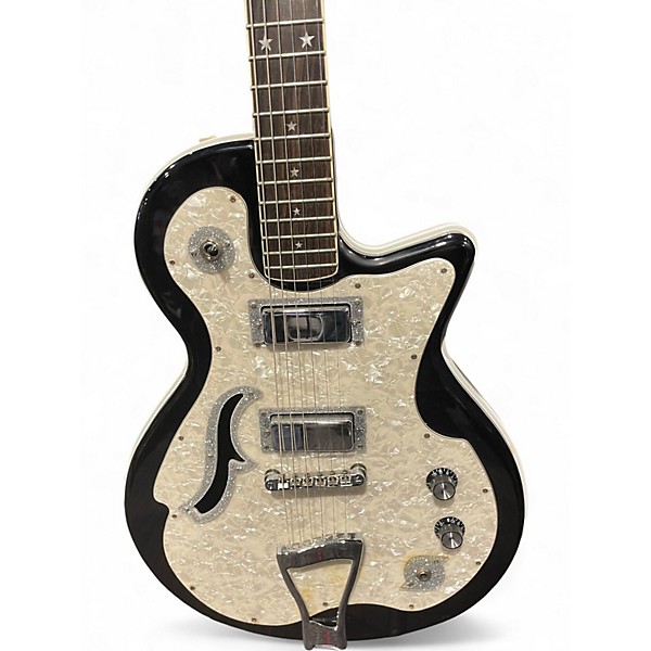 Used DiPinto Belvedere Deluxe Black and White Hollow Body Electric Guitar