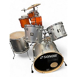 Used SONOR 5 Piece force 1001 Metallic Silver Drum Kit
