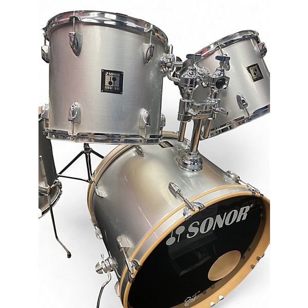 Used SONOR 5 Piece force 1001 Metallic Silver Drum Kit