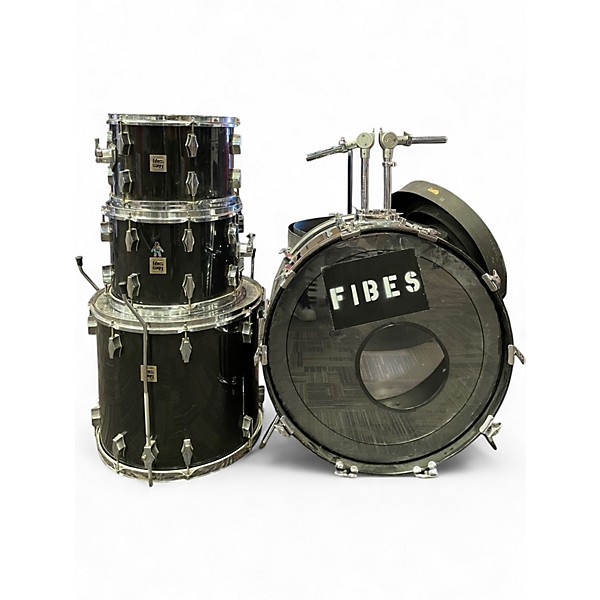 Vintage 1970s Fibes 4 Piece 	 Crystalite Black Drum Kit