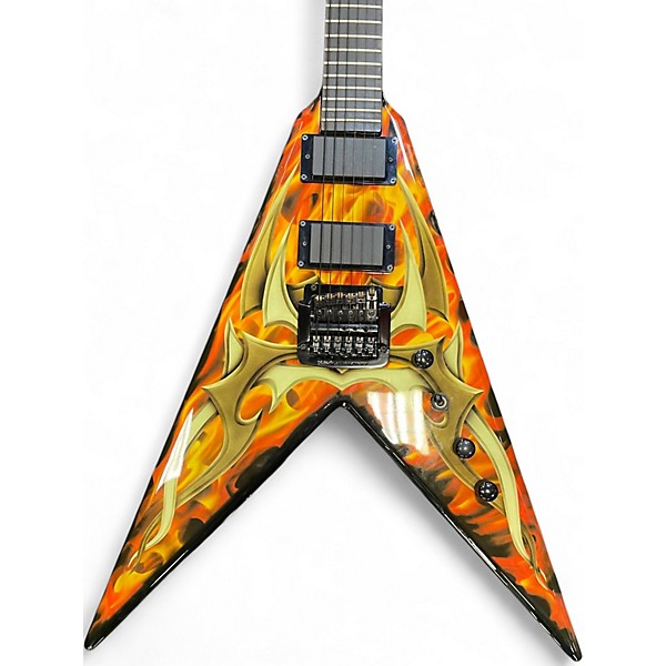 Used B.C. Rich KKV TRIBAL OVER FIRE FLAME Solid Body Electric Guitar