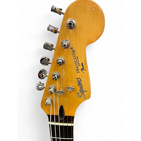 Used 1980s Squier STRATOCASTER SILVER LABEL Black Solid Body Electric Guitar