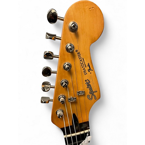 Used 1980s Squier STRATOCASTER SILVER LABEL Black Solid Body Electric Guitar