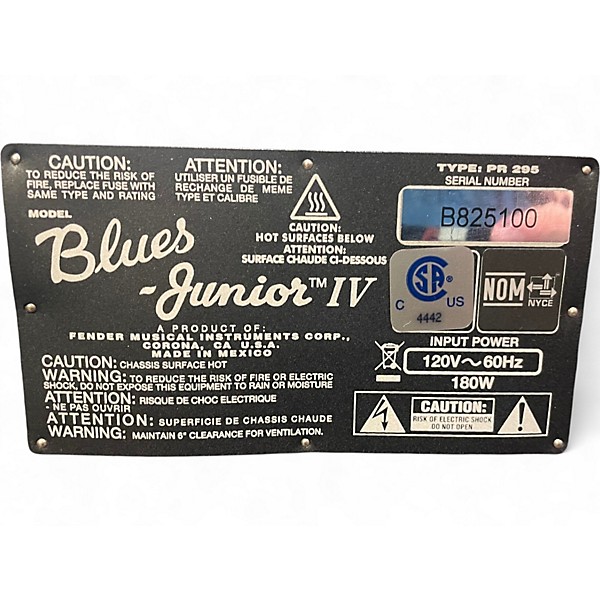 Used Fender Blues Junior IV Humboldt Hot Rod 15W 1x12 Tube Guitar Combo Amp