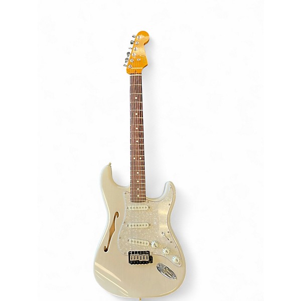 Used 2024 Fender AMERICAN PROFESSIONAL II THINLINE STRATOCASTER White Blonde Hollow Body Electric Guitar