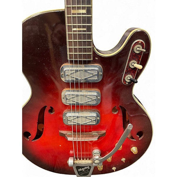 Vintage 1960s Sears Silvertone 1454 2 Color Sunburst Hollow Body Electric Guitar