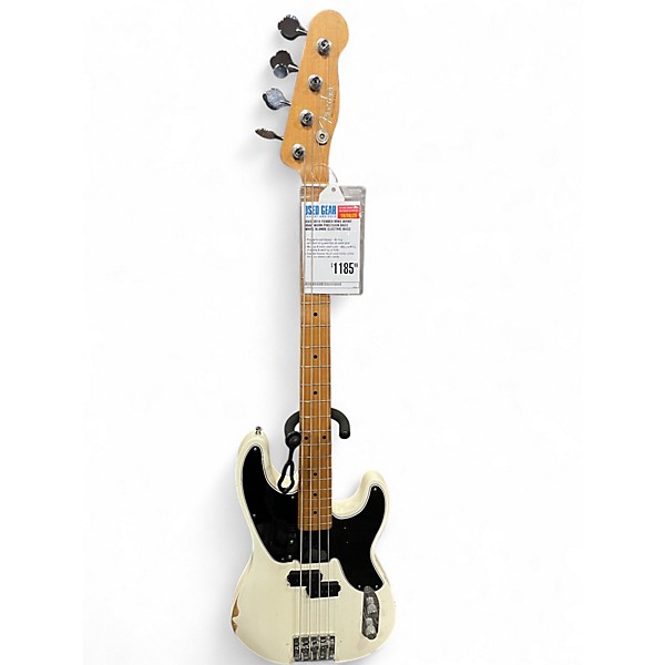 Used 2018 Fender Mike Dirnt Road Worn Precision Bass White Blonde Electric Bass Guitar