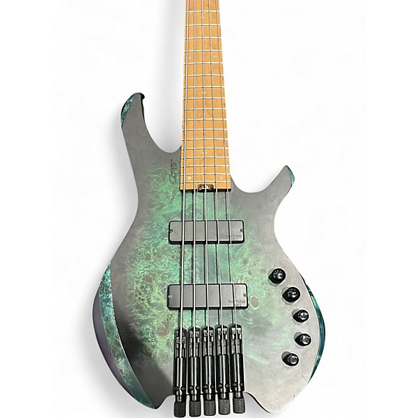 Used Cort Space 5 Headless Star Dust Green Electric Bass Guitar
