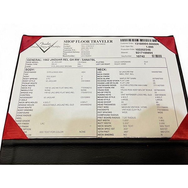 Used 2024 Fender 1962 JAGUAR RELIC MASTERBUILT Natural Solid Body Electric Guitar