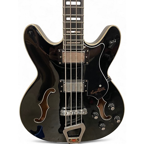 Used Hagstrom Viking Hollowbody Black Electric Bass Guitar