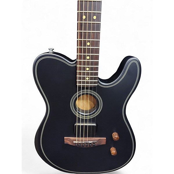 Used Fender Acoustasonic Player Stratocaster Black Acoustic Electric Guitar