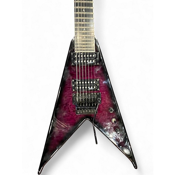 Used B.C. Rich Deluxe Jr V Active EMG Floyd Rose Red to Black Fade Solid Body Electric Guitar