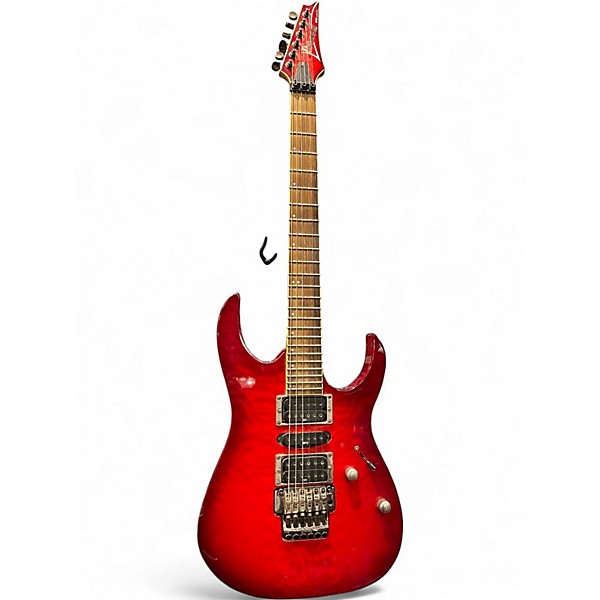 Used 2010s Ibanez RG370QMSP RG Series RED Solid Body Electric Guitar