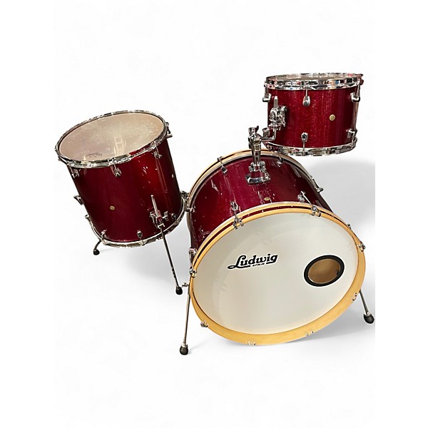 Used Ludwig 3 Piece Signet red red sparkle Drum Kit