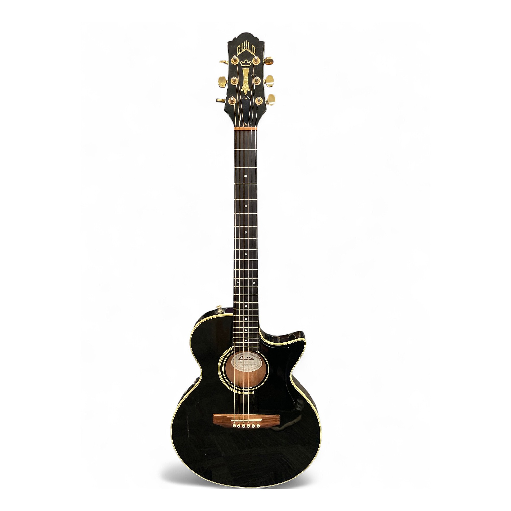 Vintage 1990 Guild Songbird-C Black Acoustic Electric Guitar Black
