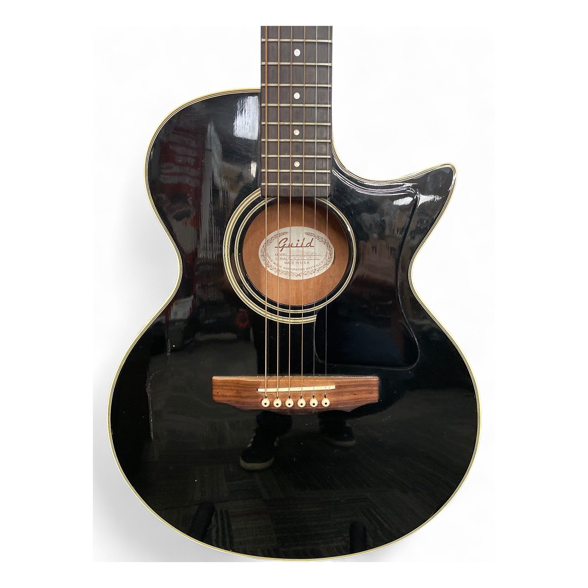 Vintage 1990 Guild Songbird-C Black Acoustic Electric Guitar Black