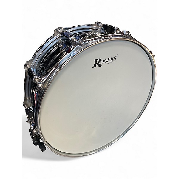 Used Rogers 14X6 STEEL SNARE SILVER Drum