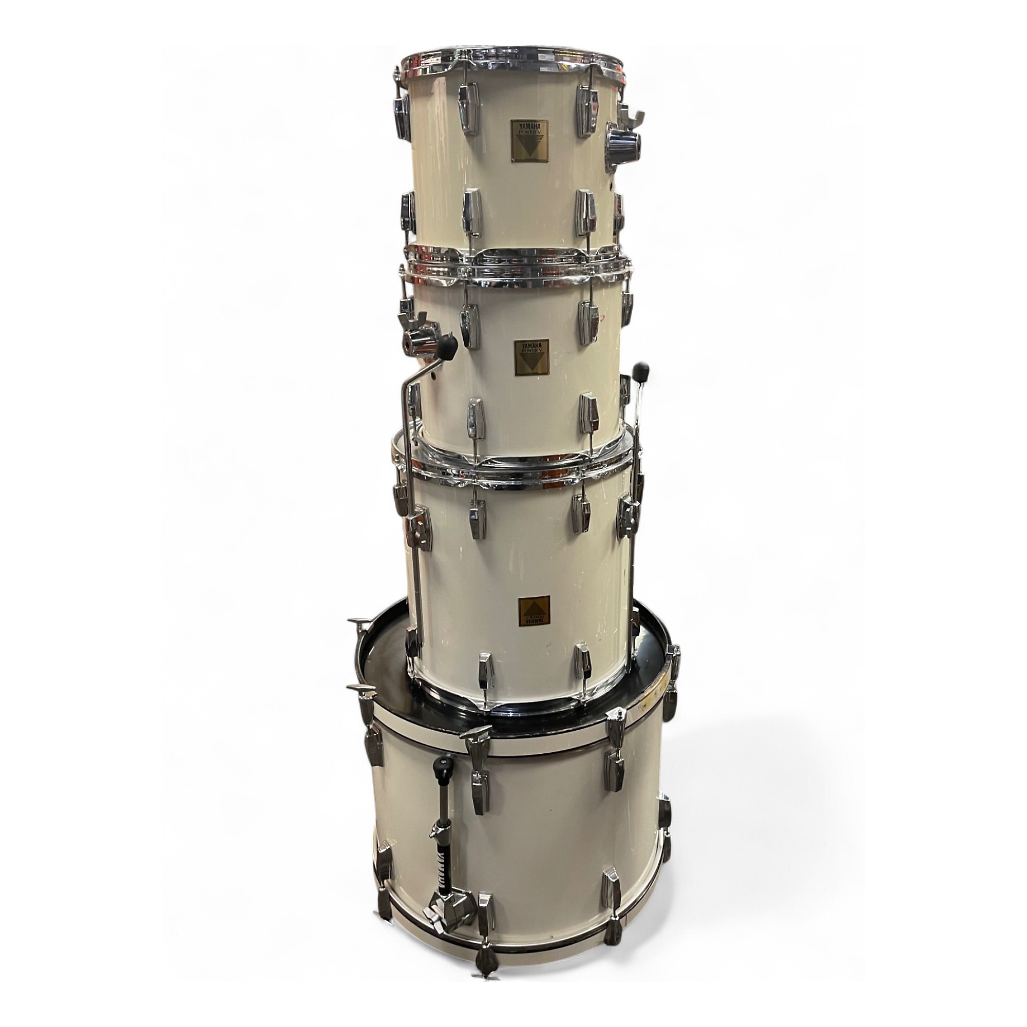 Used Yamaha 4 Piece Power V 4 piece Shell pack White Drum Kit