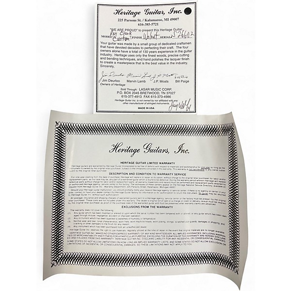 Used 2002 The Heritage Roy Clark Custom Shop Walnut Hollow Body Electric Guitar