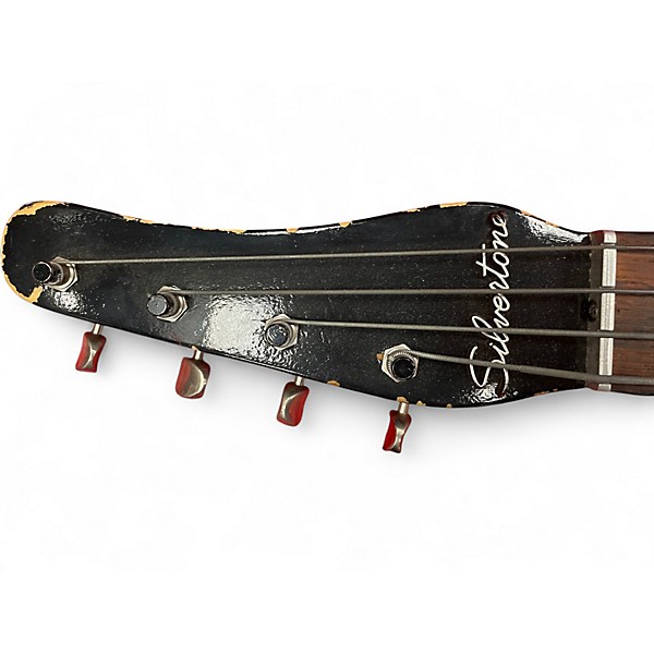Vintage 1960s Silvertone 1444 Black Electric Bass Guitar