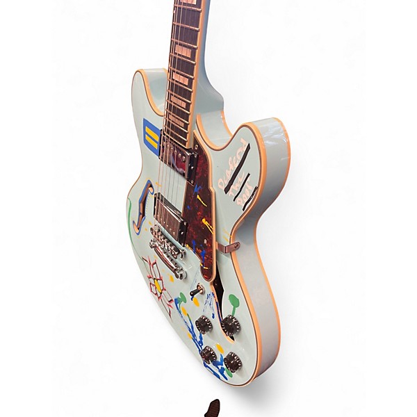 Used D'Angelico Premier Series DC Sky Blue Hollow Body Electric Guitar