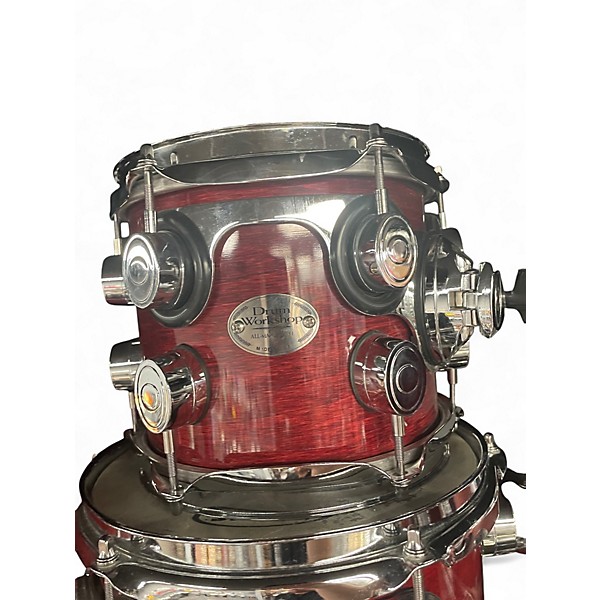 Used DW 6 Piece DRUM WORKSHOP Trans Crimson Red Drum Kit