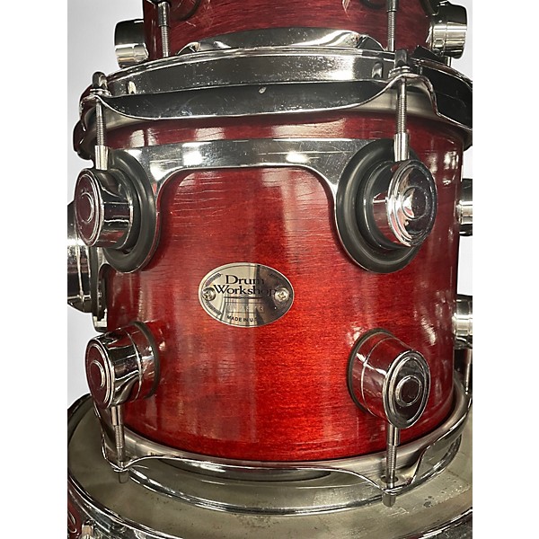 Used DW 6 Piece DRUM WORKSHOP Trans Crimson Red Drum Kit