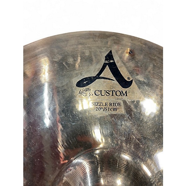 Used Zildjian 20in A Custom Medium Sizzle Ride Cymbal