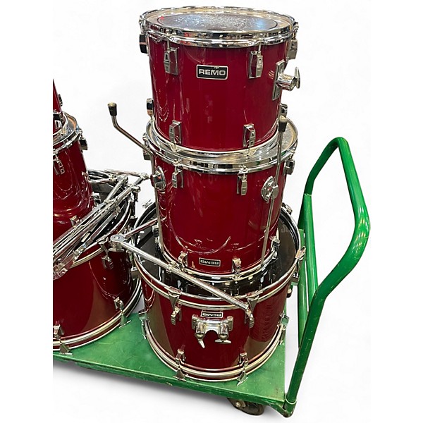 Used Remo 7 Piece Quadura Acousticon SE Cherry Red Drum Kit