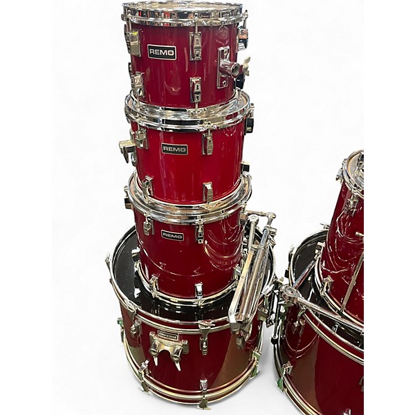 Used Remo 7 Piece Quadura Acousticon SE Cherry Red Drum Kit