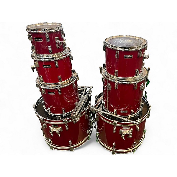 Used Remo 7 Piece Quadura Acousticon SE Cherry Red Drum Kit