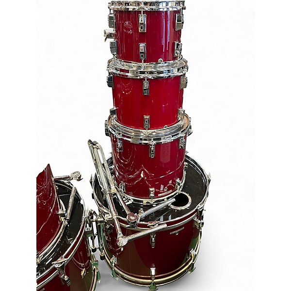 Used Remo 7 Piece Quadura Acousticon SE Cherry Red Drum Kit
