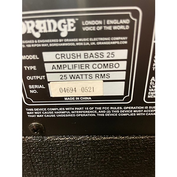 Used Orange Amplifiers CRUSH BASS 25 Bass Combo Amp