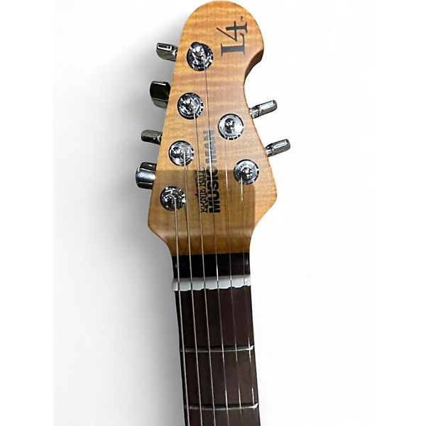 Used Ernie Ball Music Man Luke 4 Black Sparkle Solid Body Electric Guitar