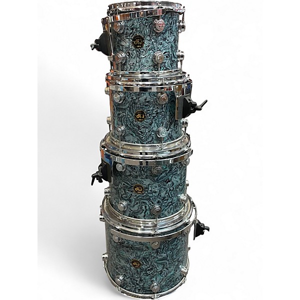 Vintage 1993 DW 5 Piece Collector's Series Blue Marble Swirl Drum Kit