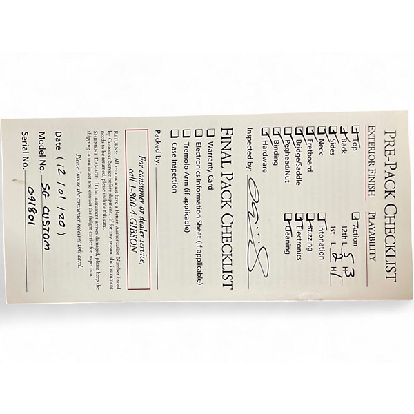 Used 2020 Gibson SG Custom Ebony Solid Body Electric Guitar