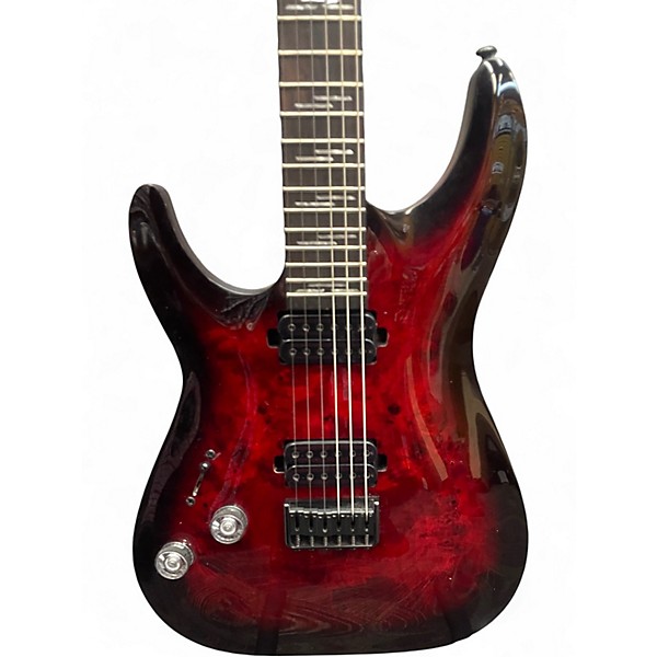 Used Schecter Guitar Research OMEN ELITE 6 LH Crimson Red Burst Solid Body Electric Guitar