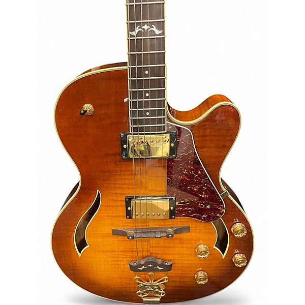 Used Crafter Guitars FEG 780 Amber Hollow Body Electric Guitar