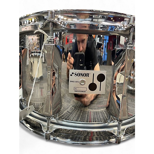 Used SONOR 14X8 STEEL SNARE METALIC Drum