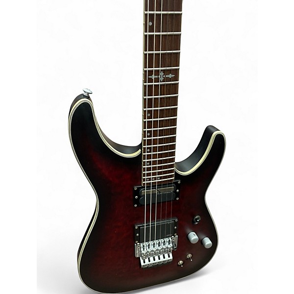 Used Schecter Guitar Research C-1 Platinum FS R Satin Crimson Burst Solid Body Electric Guitar
