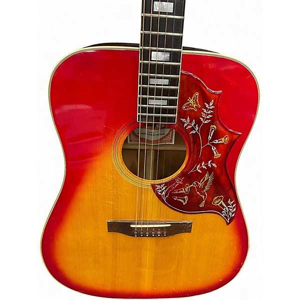 Vintage 1977 Gibson Hummingbird 2 Color Sunburst Acoustic Electric Guitar