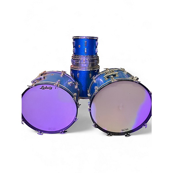 Vintage 1960s Ludwig 6 Piece Keystone Badge Blue Drum Kit