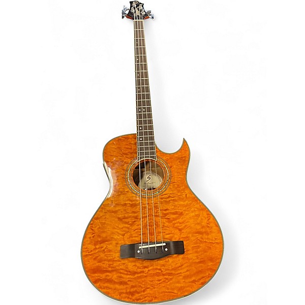 Used Greg Bennett Design by Samick AB11CE Orange Quilt Acoustic Bass Guitar