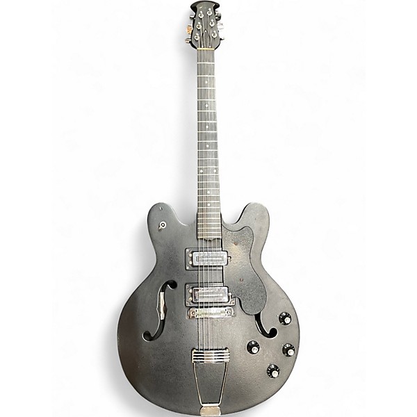 Vintage 1970s Ovation Eclipse 1235-5 Black Hollow Body Electric Guitar