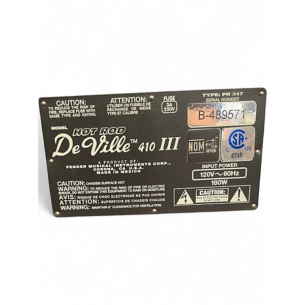 Used Fender Hot Rod Deville III 60W 4x10 Tube Guitar Combo Amp