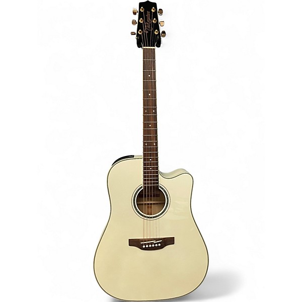 Used Takamine gd37ce Pearl White Acoustic Electric Guitar