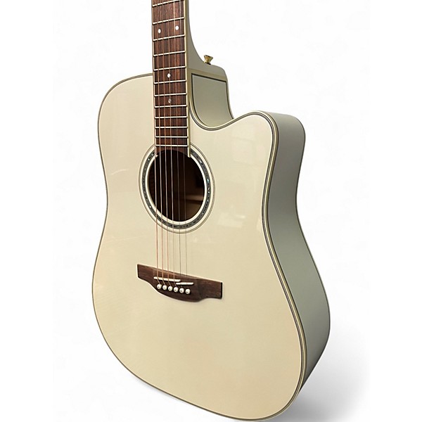 Used Takamine gd37ce Pearl White Acoustic Electric Guitar