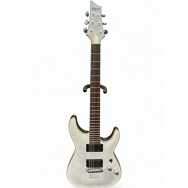 Used Schecter Guitar Research C1 Platinum Transparent White Satin Solid Body Electric Guitar